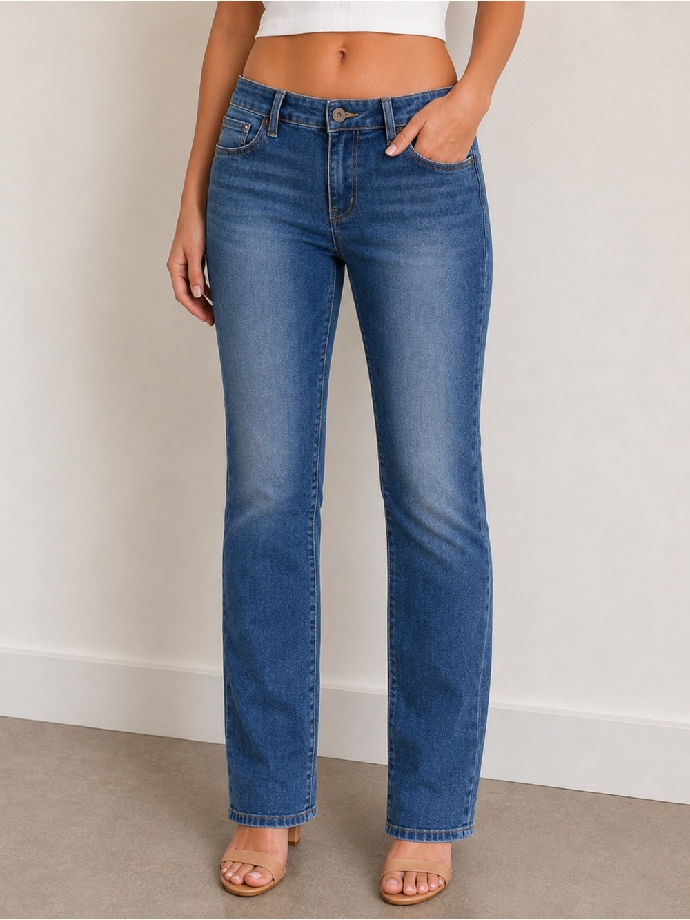 Democracy Women's Dark Blue Straight Leg Jeans-size 12P